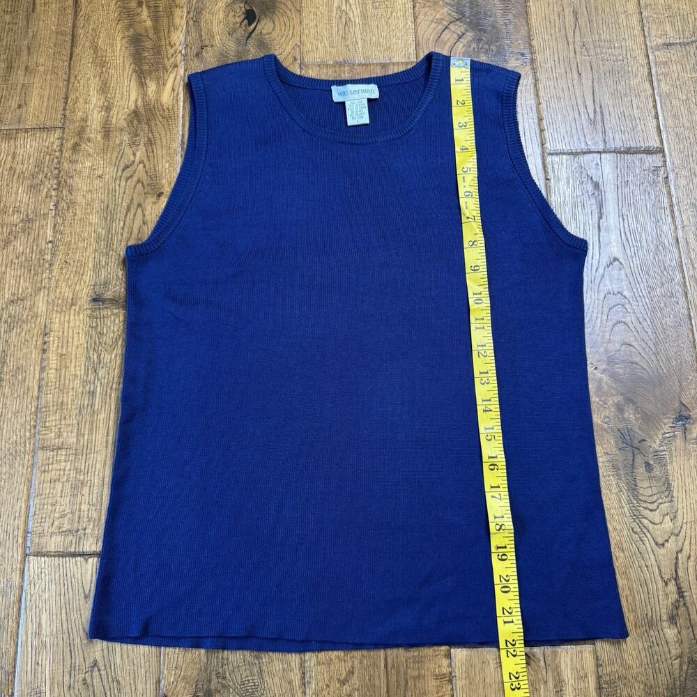VTG WASSERMAN Navy Blue Silk Blend Knit Tank Top Womens Size L - Picture 4 of 5